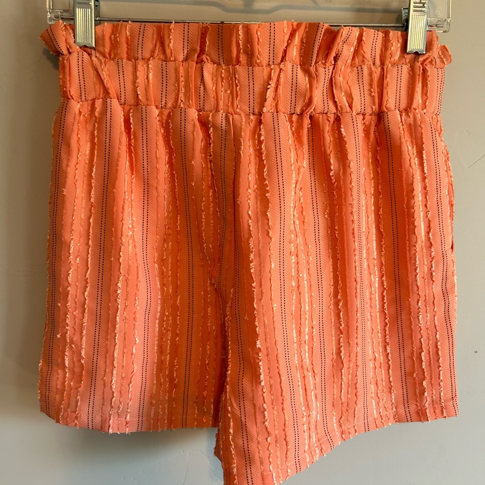 Peach shorts with tie waist